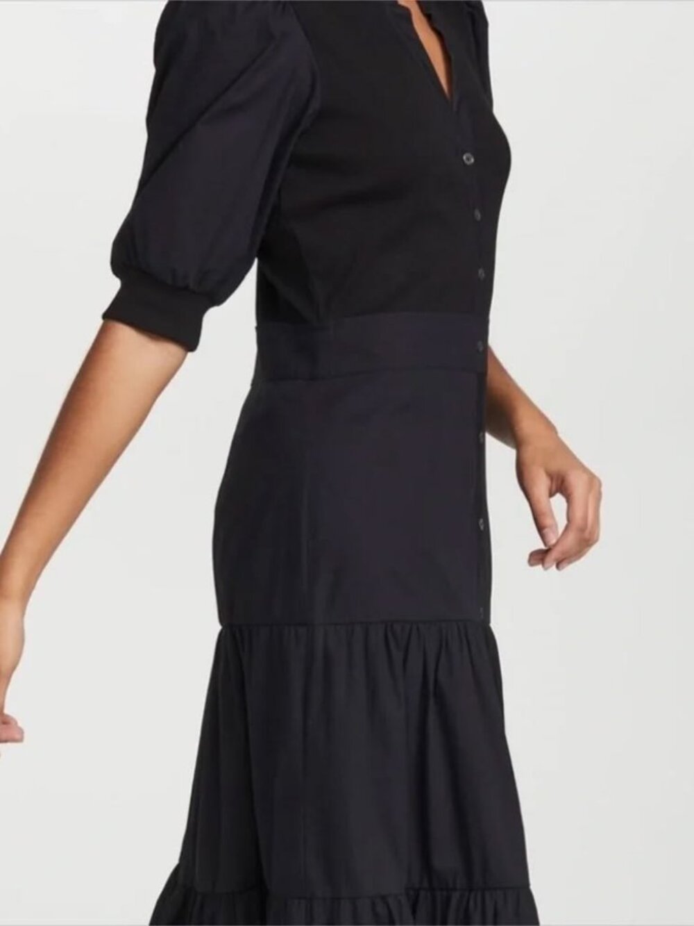 Veronica Beard Davenport Tiered Midi Dress Sz XL in Black - Picture 5 of 6